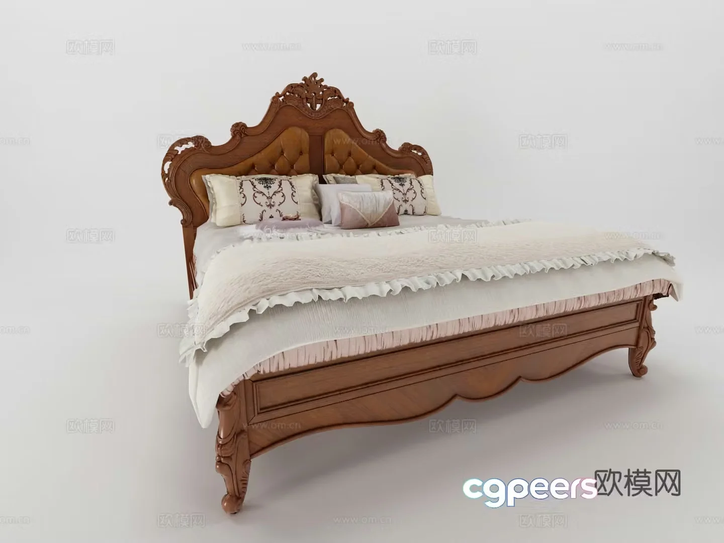 European classical European double bed cabinet side cabinet American 3D model
