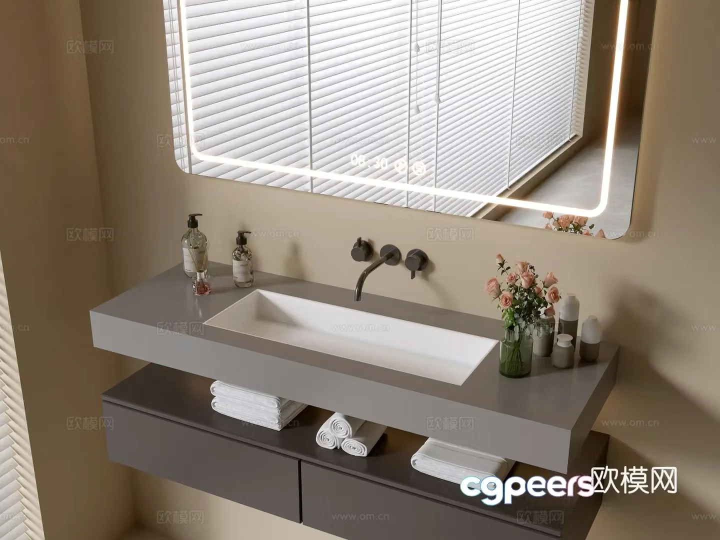 Modern bathroom cabinet bathroom basin bathroom ornaments mirror cabinet sink 3d model