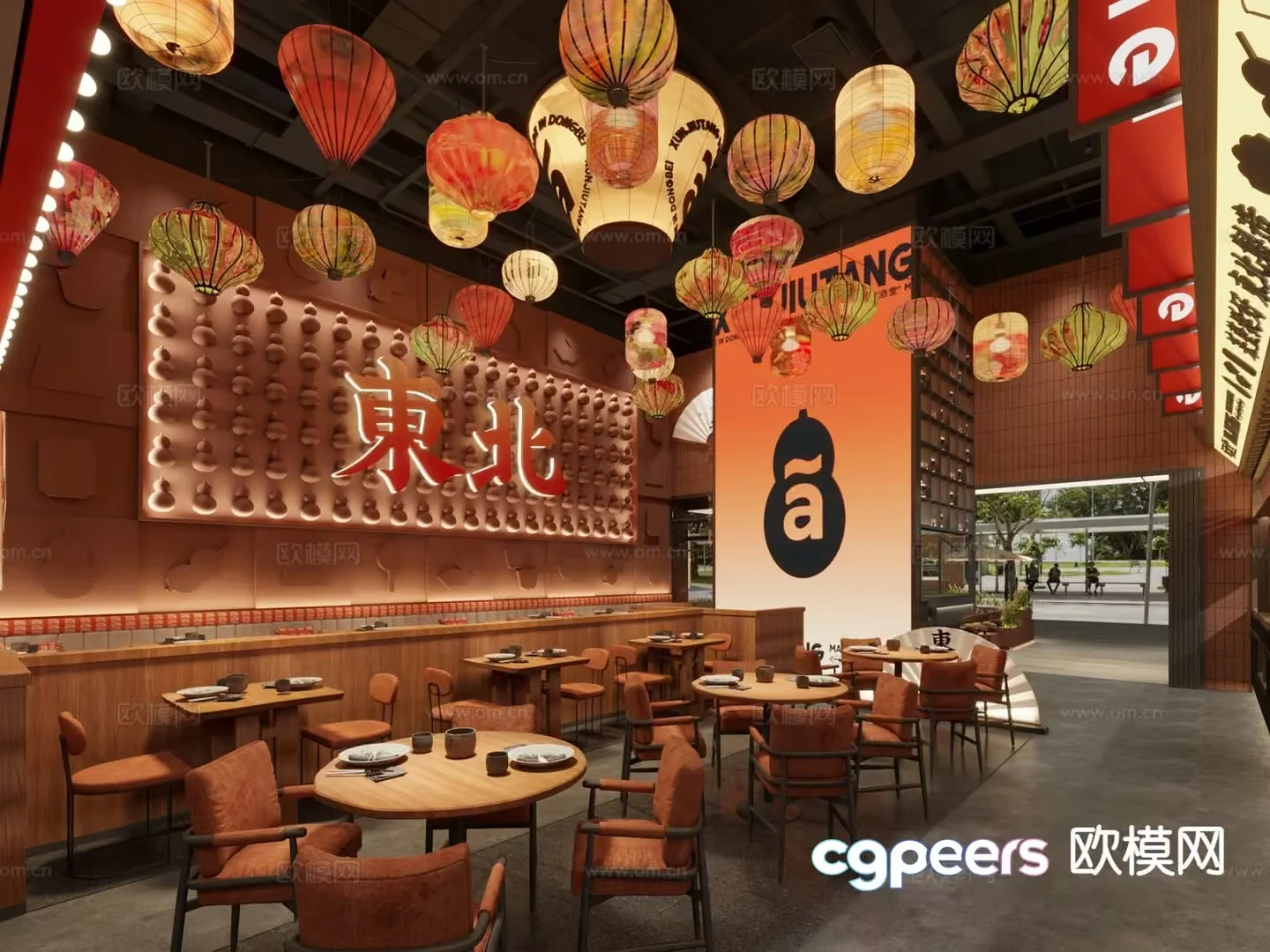 A Restaurant With Asian-Style Decor 3D Model – 7646 – CORONA Render