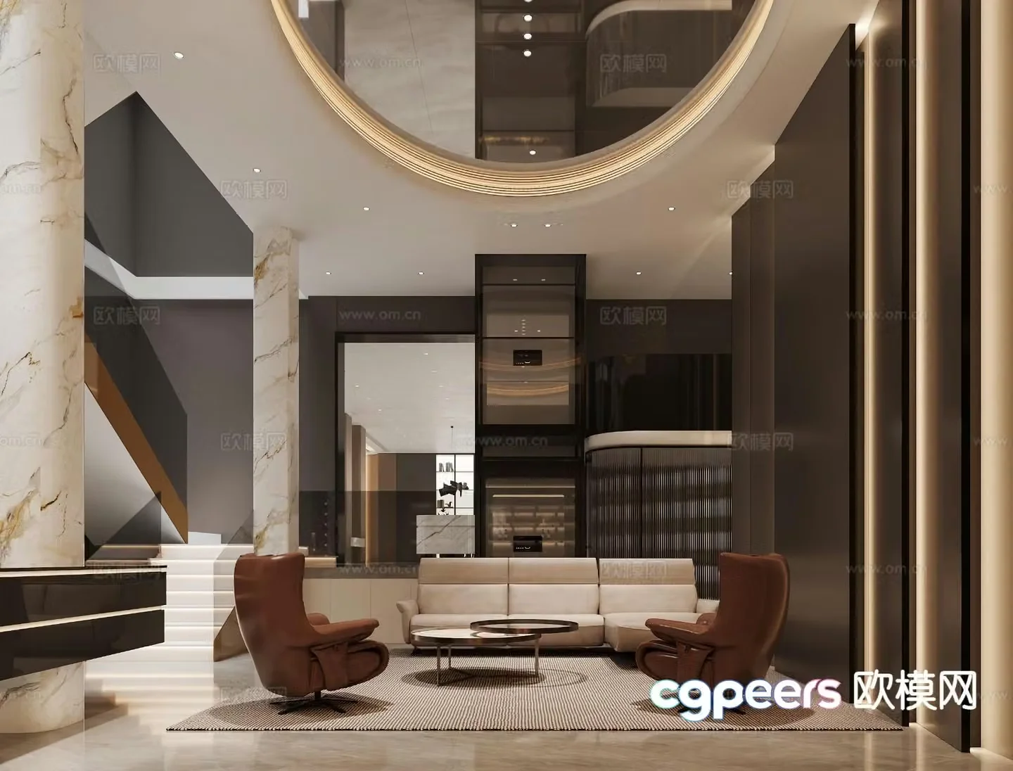 Modern villa guest dining room 3D model