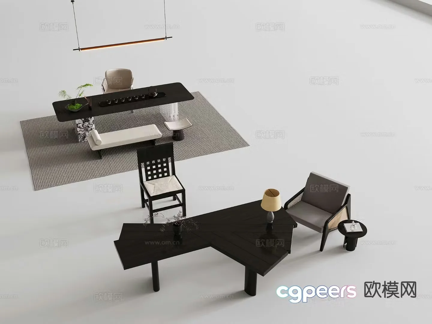modern desk writing desk 3d model