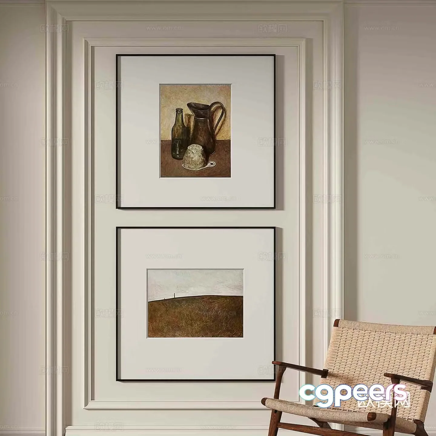 Simple European decorative painting retro painting hanging painting 3D model