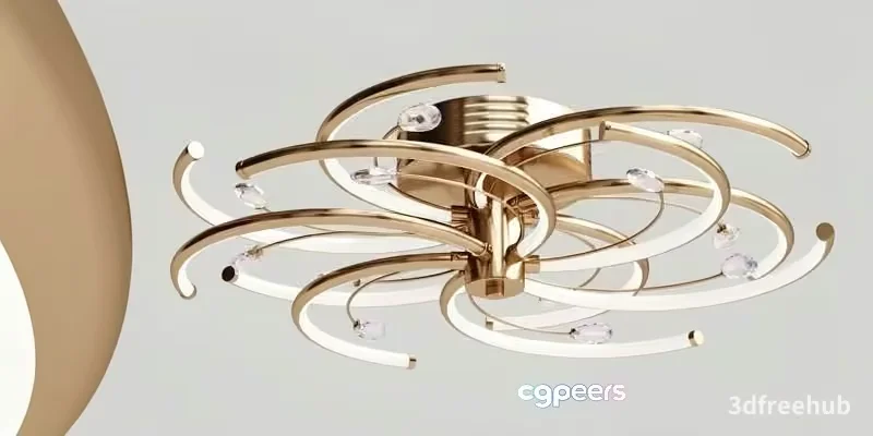 Gold Light Fixture 3D Model – 2097 – VRAY Render