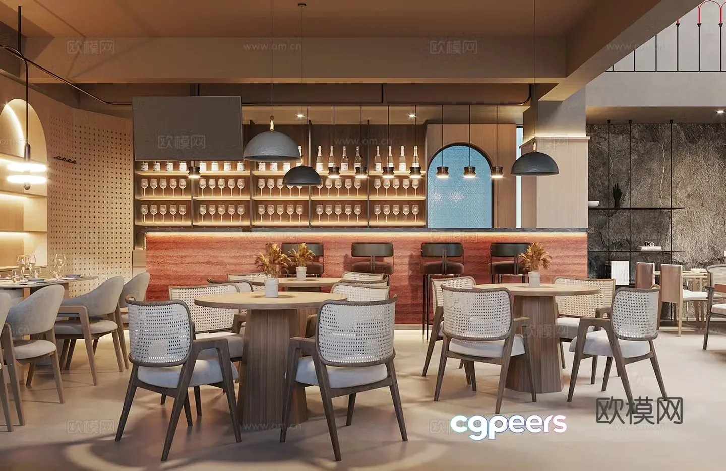 Modern Western Restaurant 3D Model