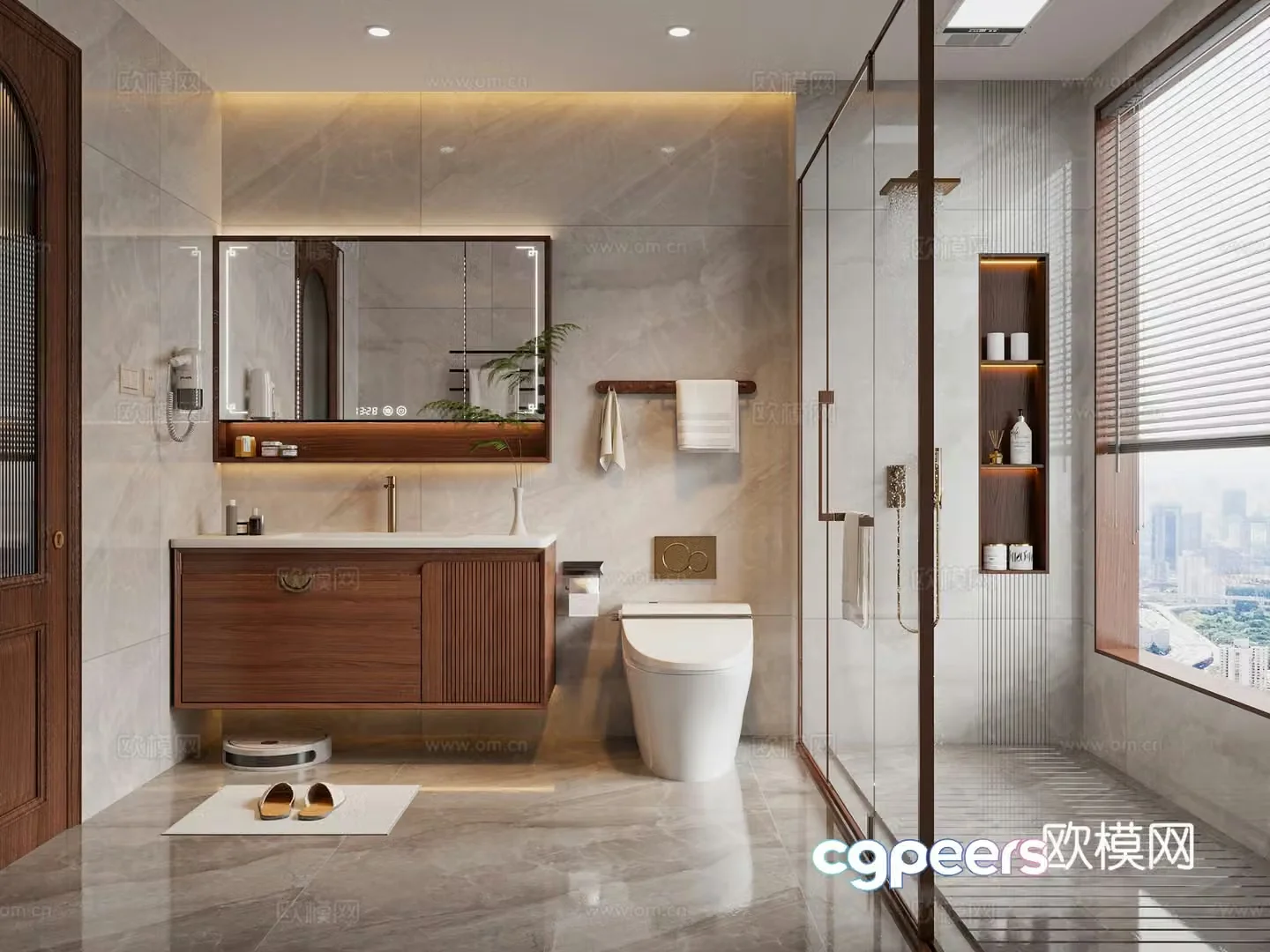 Modern medieval style bathroom shower toilet bathroom supplies bathroom cabinet 3d model