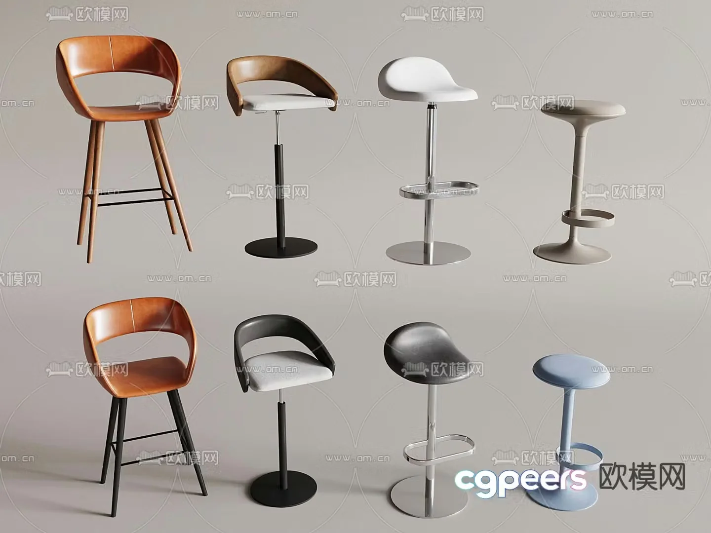 Modern bar chair high chair 3d model