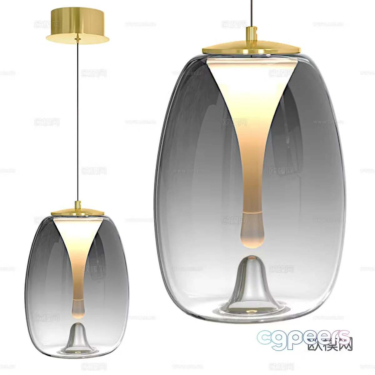 Modern light luxury minimalist glass decorative chandelier 3d model