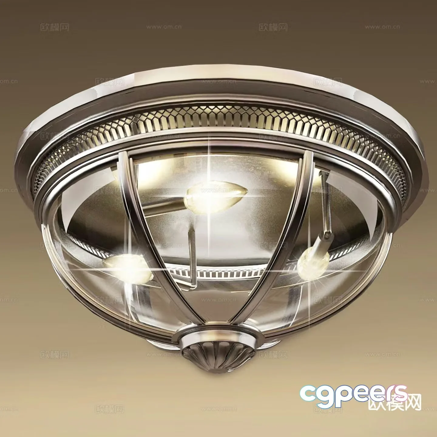 American style ceiling lamp wrought iron ceiling lamp 3d model