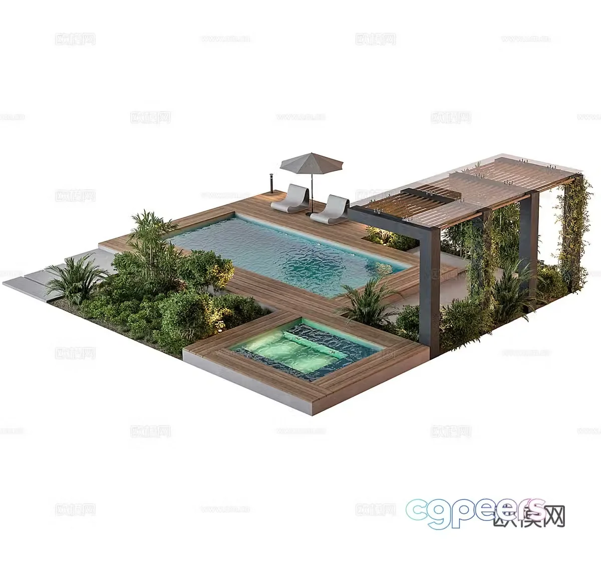 Courtyard swimming pool outdoor swimming pool villa swimming pool swimming pool outdoor 3D model