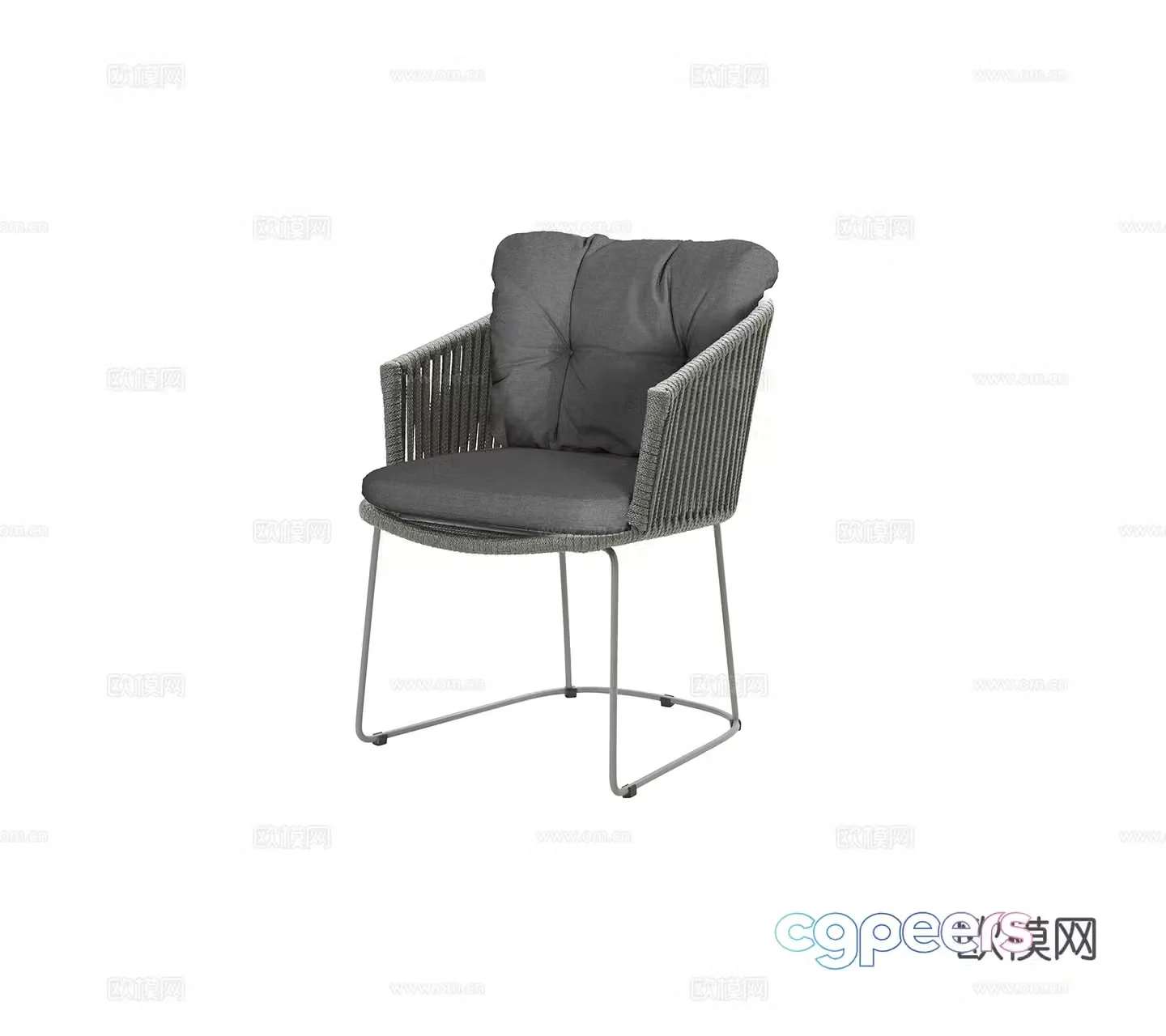 Modern French dining chair fabric metal single chair combination 3d model