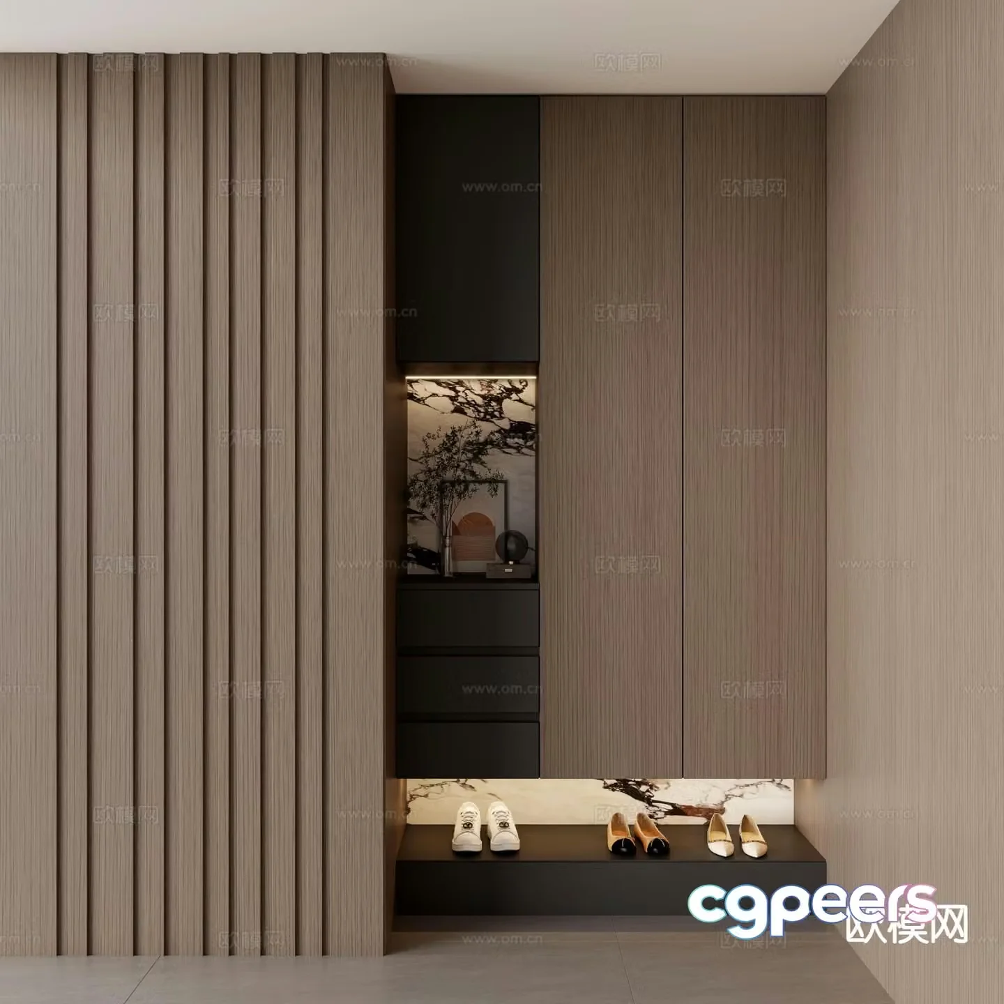 Italian style entrance shoe cabinet 3D model