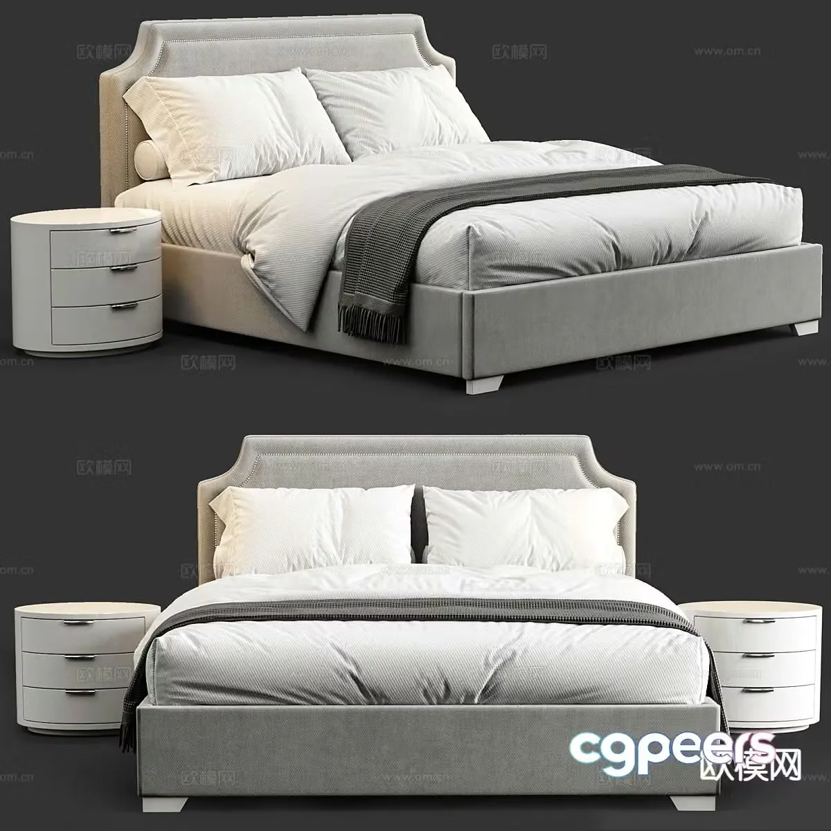 Modern double bed 3d model