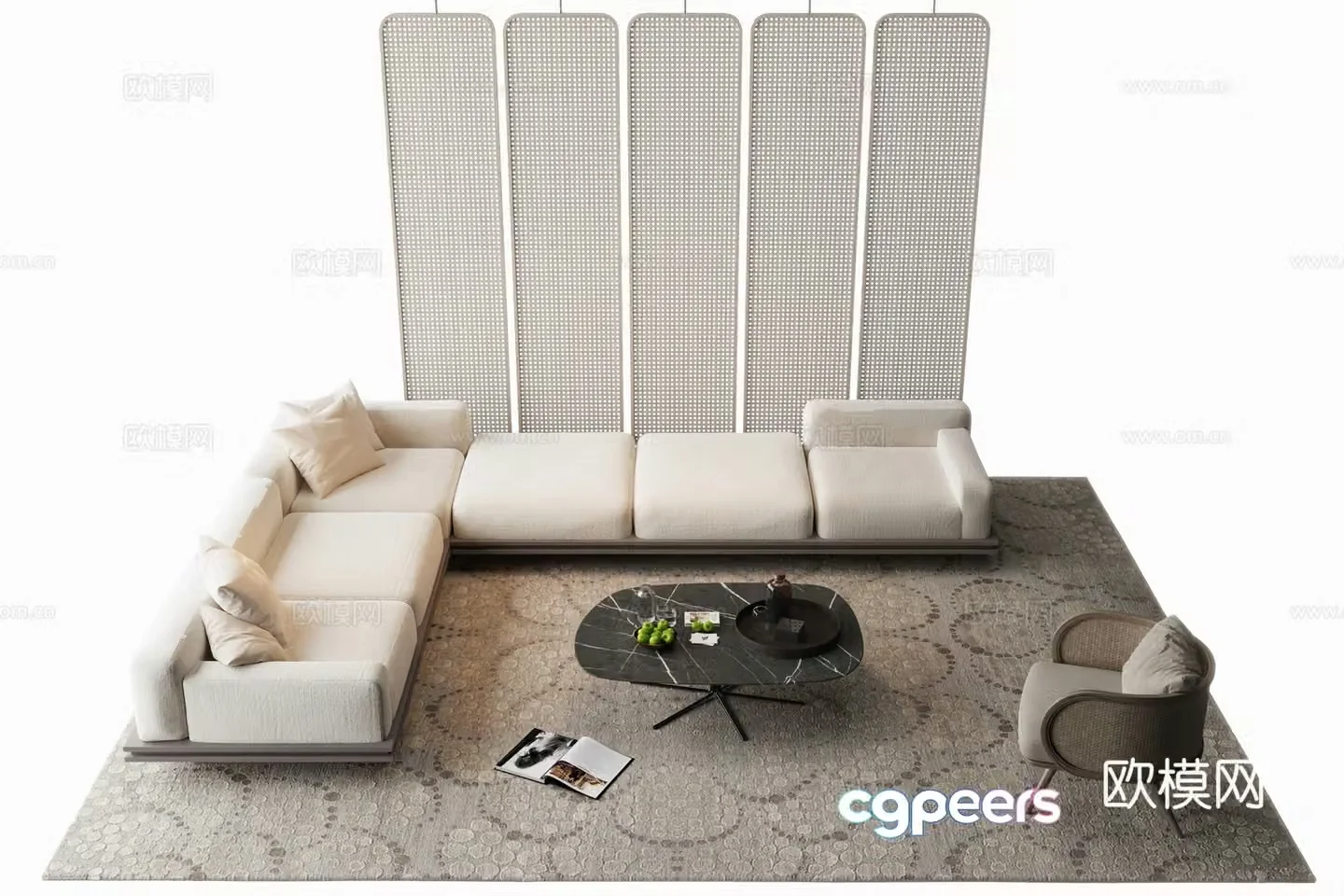 Modern corner sofa coffee table modular sofa 3d model