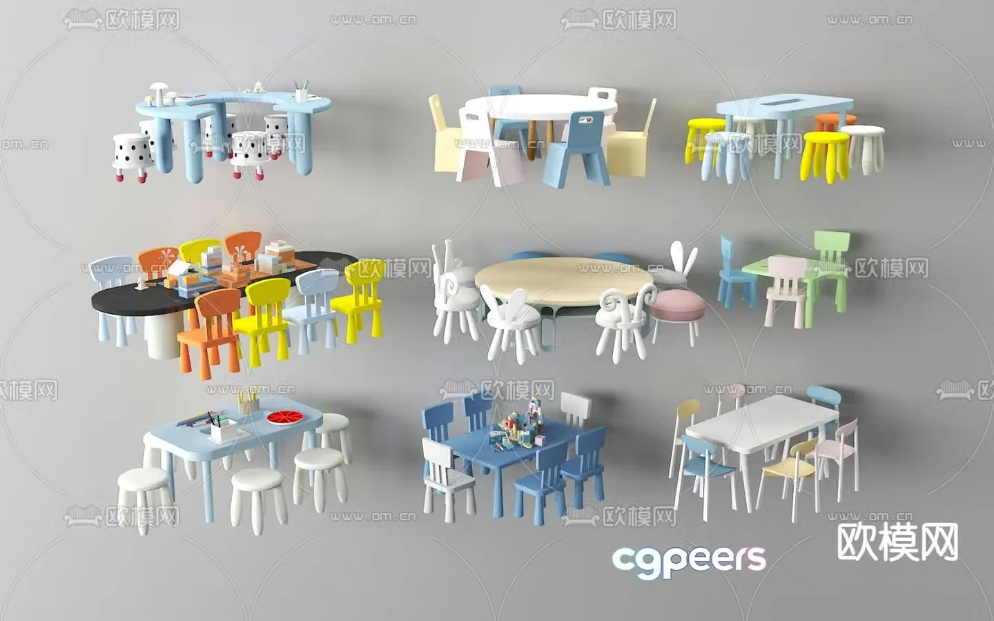 Children’s desk and chair desk 3d model
