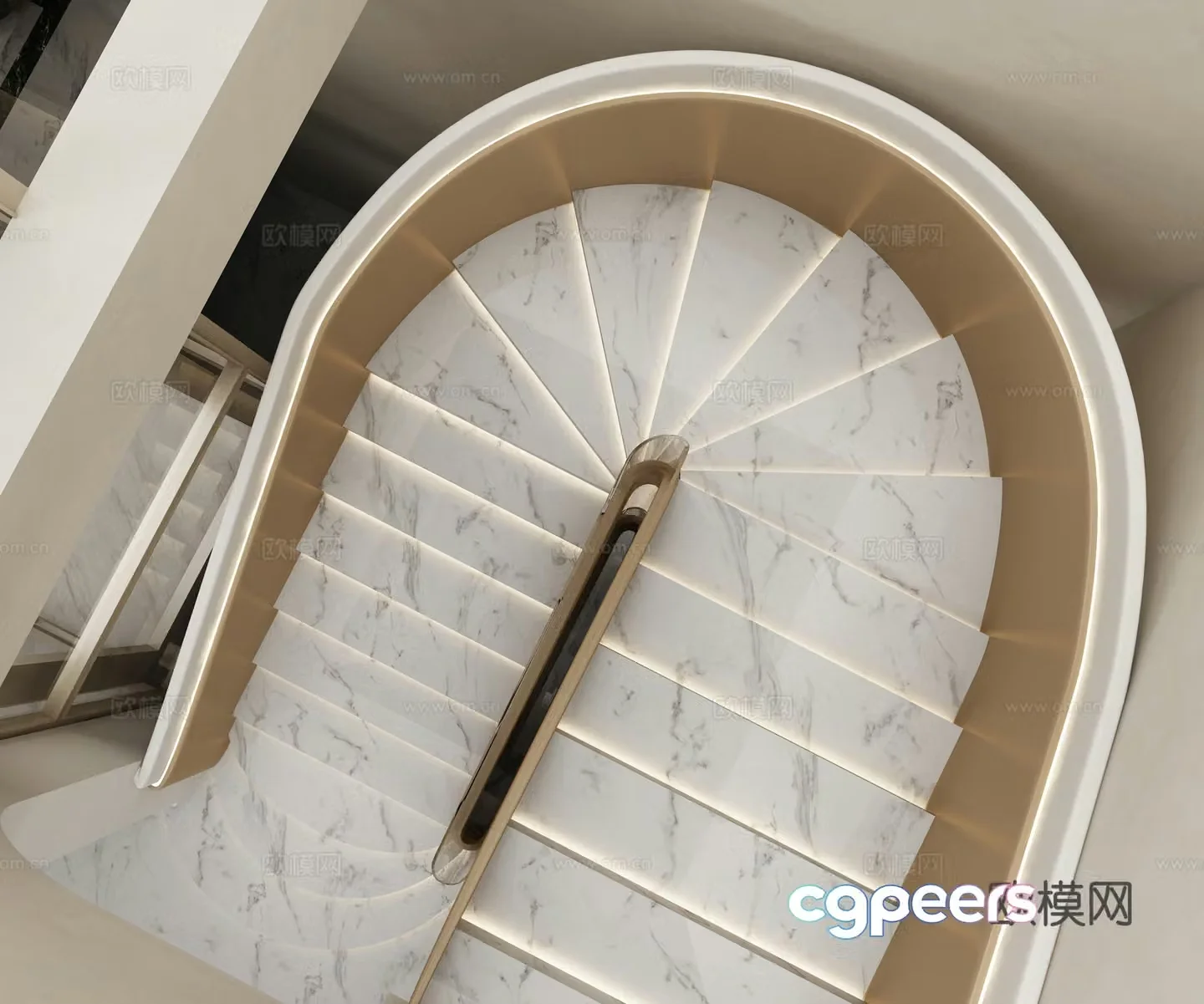 Modern curved staircase 3d model