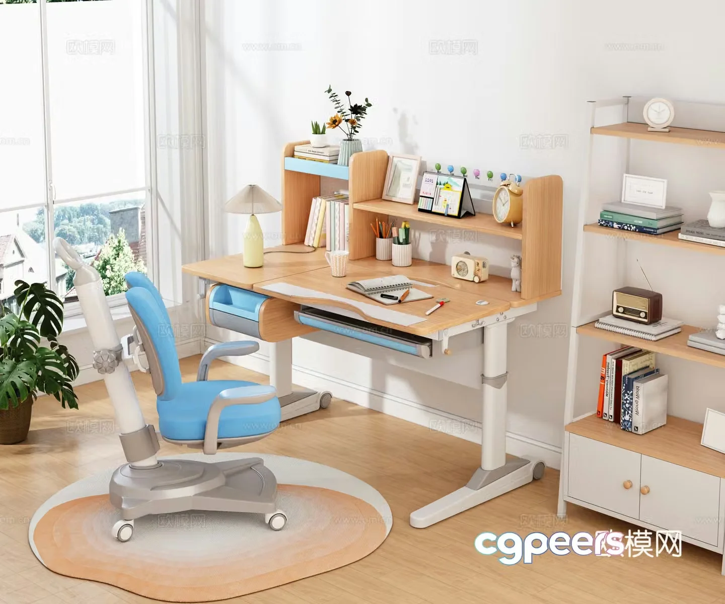 Modern children’s desk and chairs Children’s study desk and chairs Children’s desk and chairs 3d model