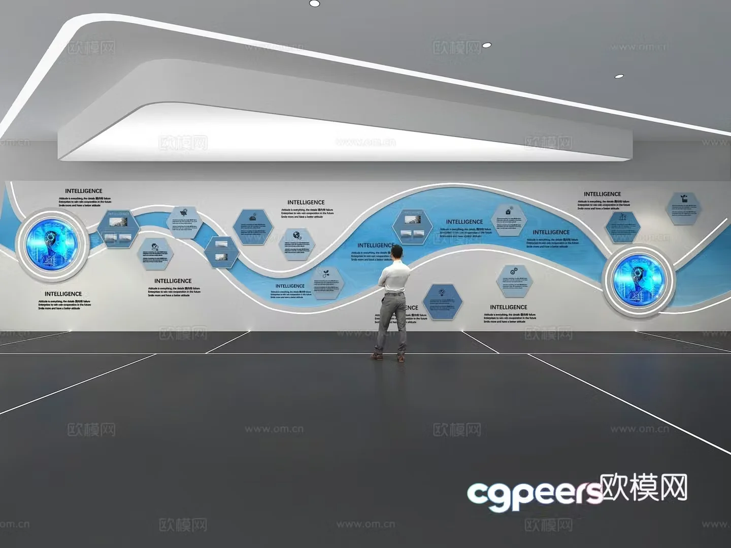 Cultural wall Corporate culture wall Display wall Theme wall Exhibition hall Campus culture Corridor 3D model