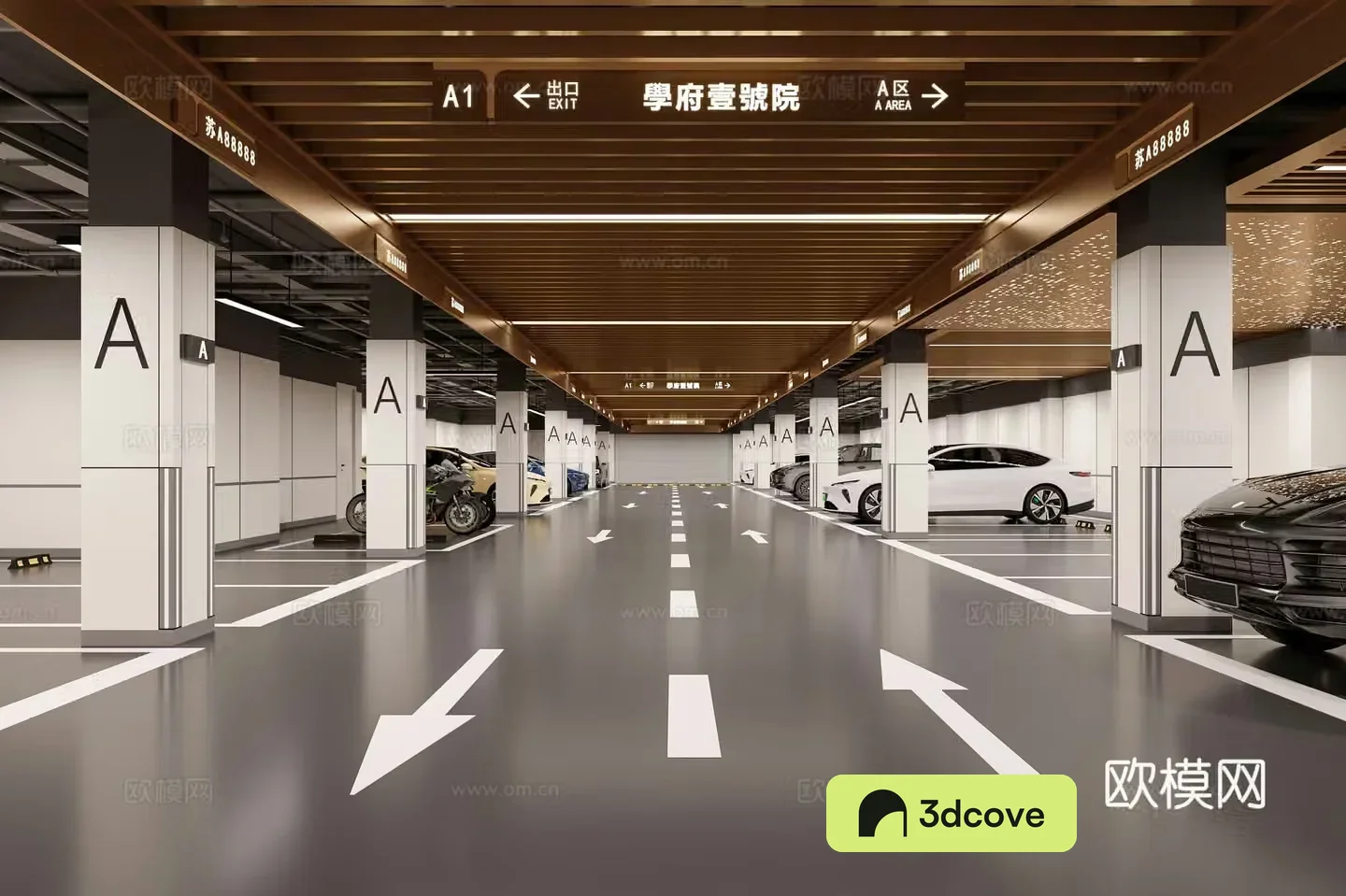 Modern indoor underground parking lot