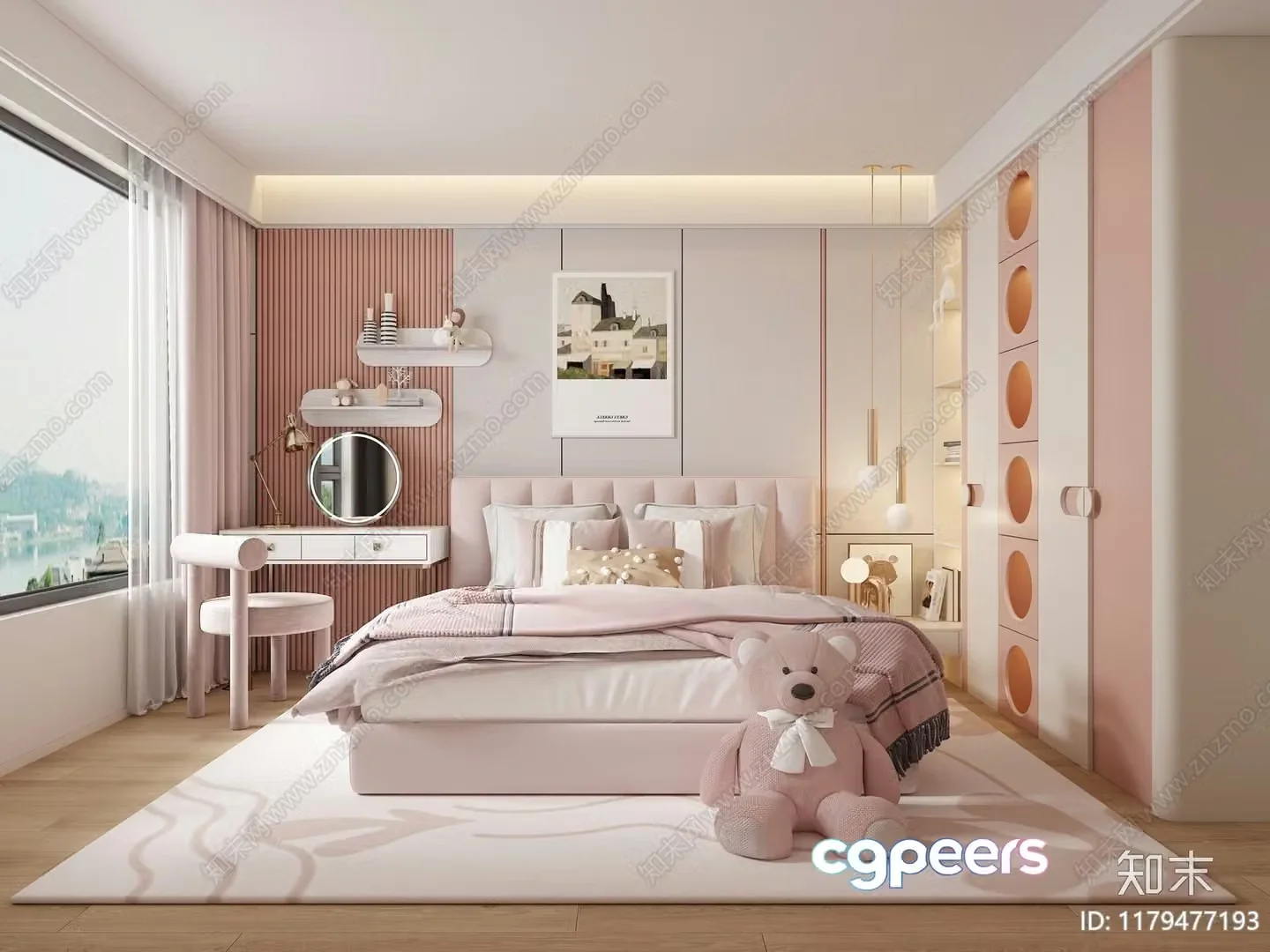 Cozy Pink Bedroom 3D Model – 3801 – VRAY Render