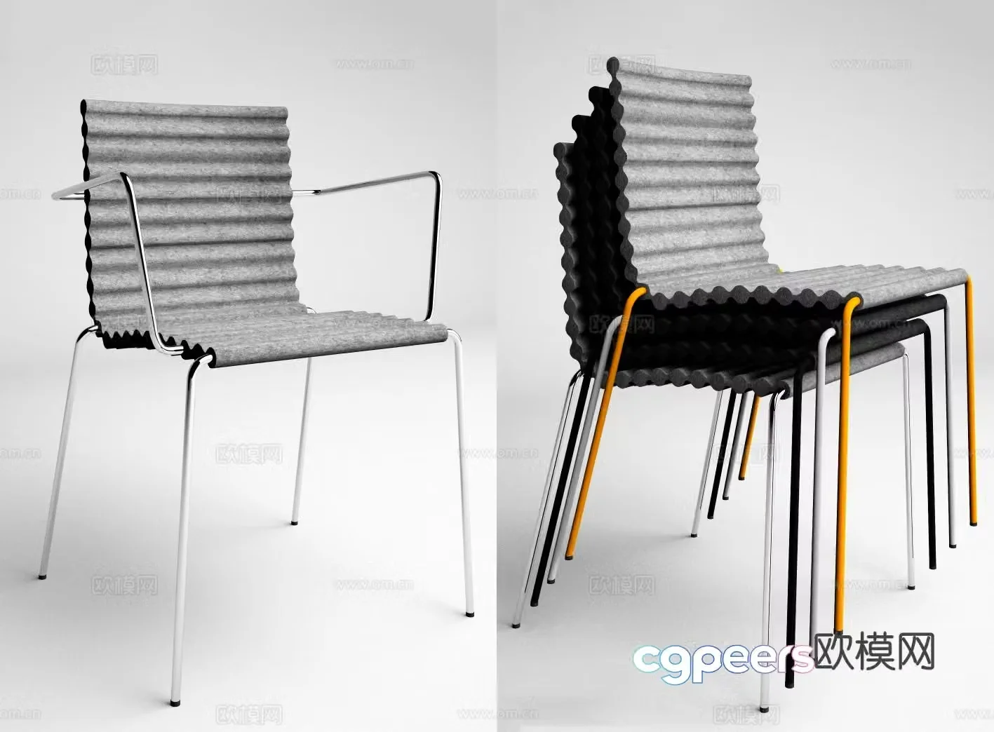 Modern chair dining chair 3d model