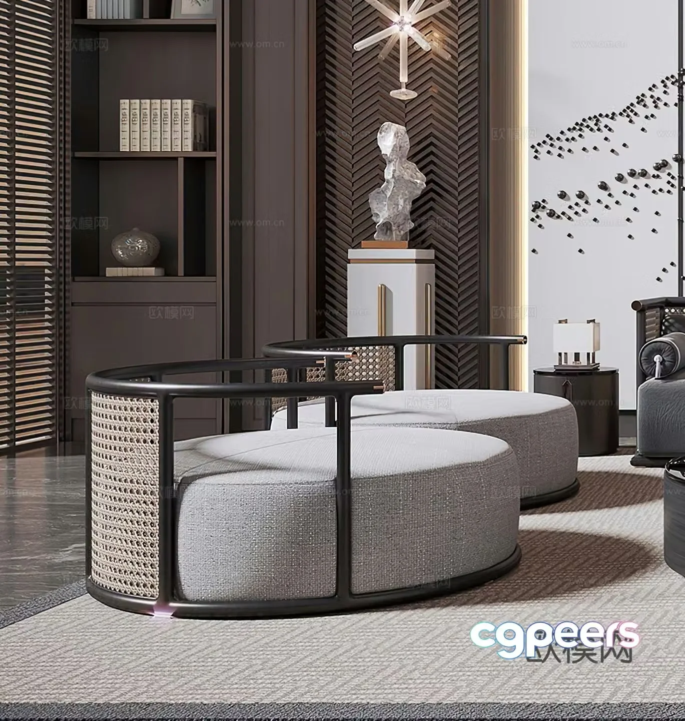 New Chinese casual chair ornaments New Chinese single sofa casual sofa 3d model