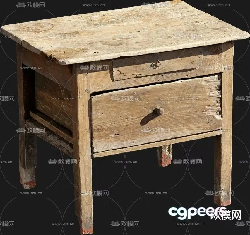 Old bedside table 3d model