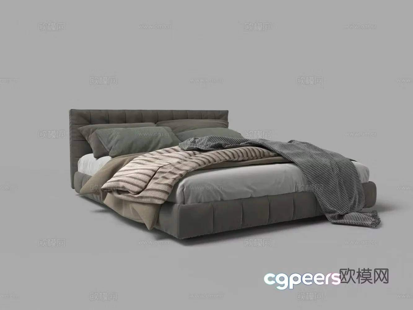 Modern fabric double bed 3d model