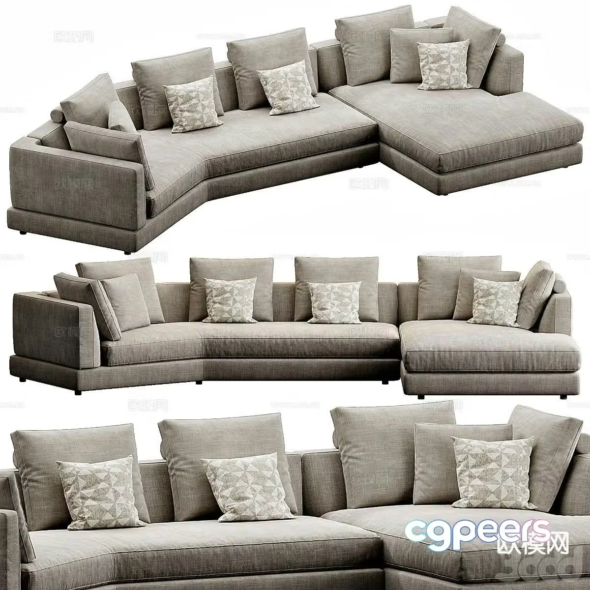 Multi-person sofa corner sofa 3d model