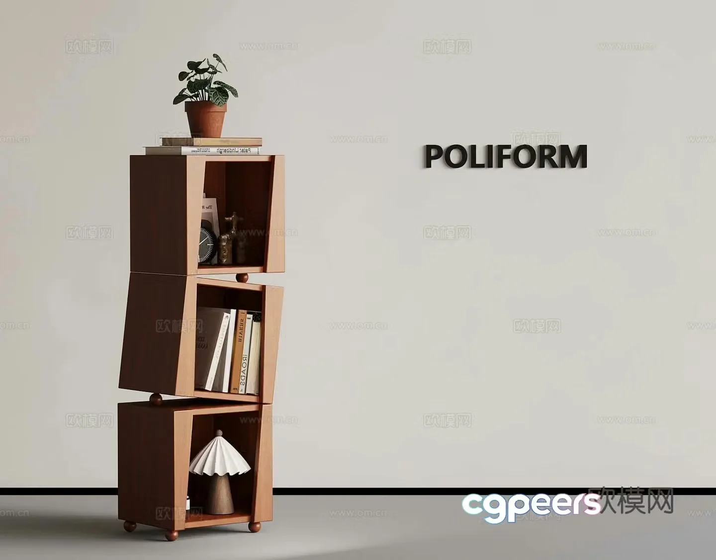 French medieval style bookcase locker bookshelf 3D model