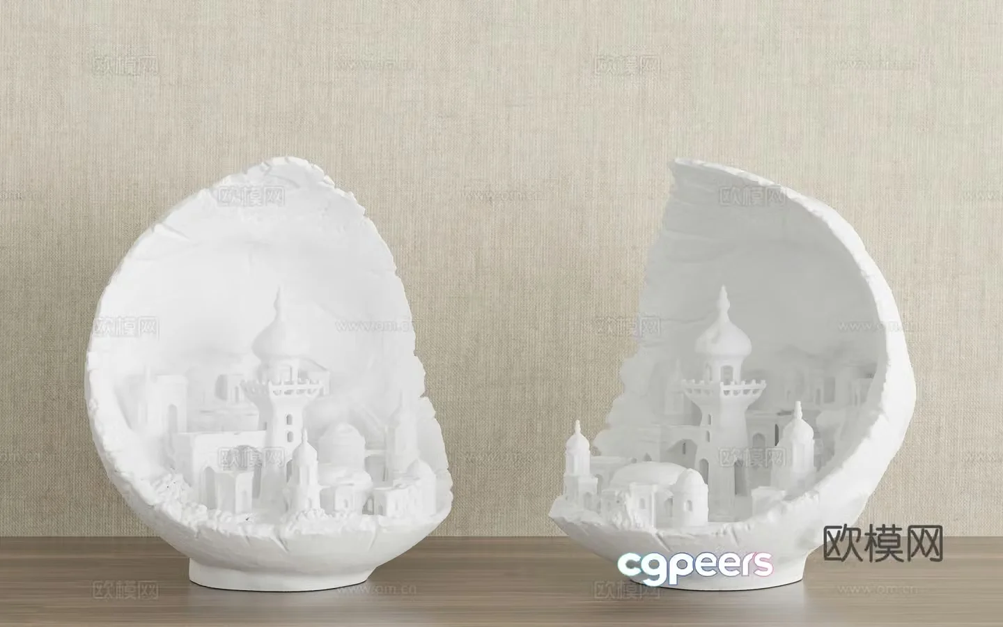French cream ornament Desktop ornament Gypsum lamp Moon lamp Gypsum desk lamp ornament 3D model