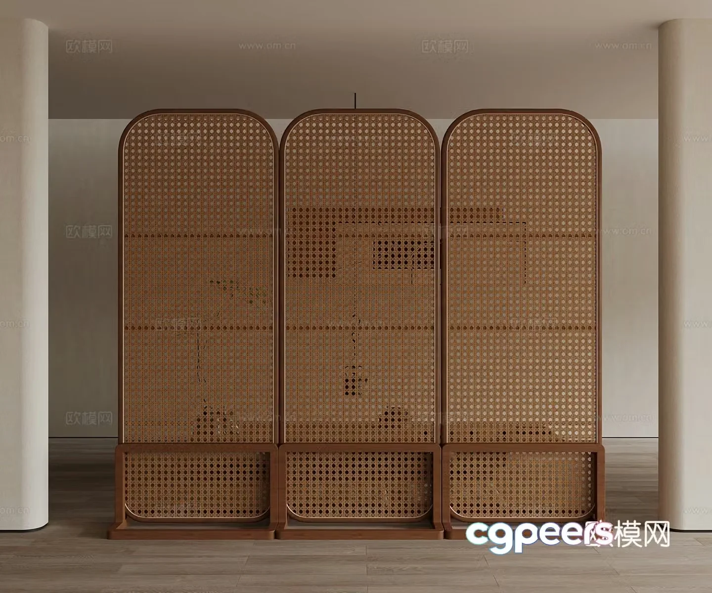 Middle style screen partition rattan 3d model