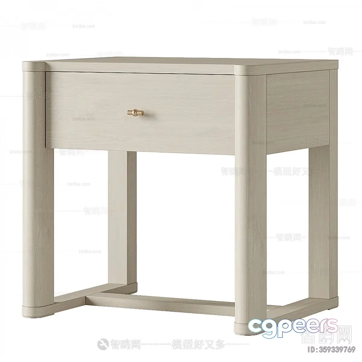 A Small White Wooden Table With A Drawer 3D Model – 14946 – VRAY Render