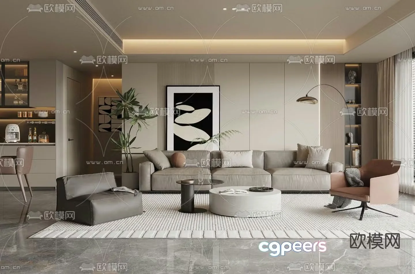 Modern living room 3d model
