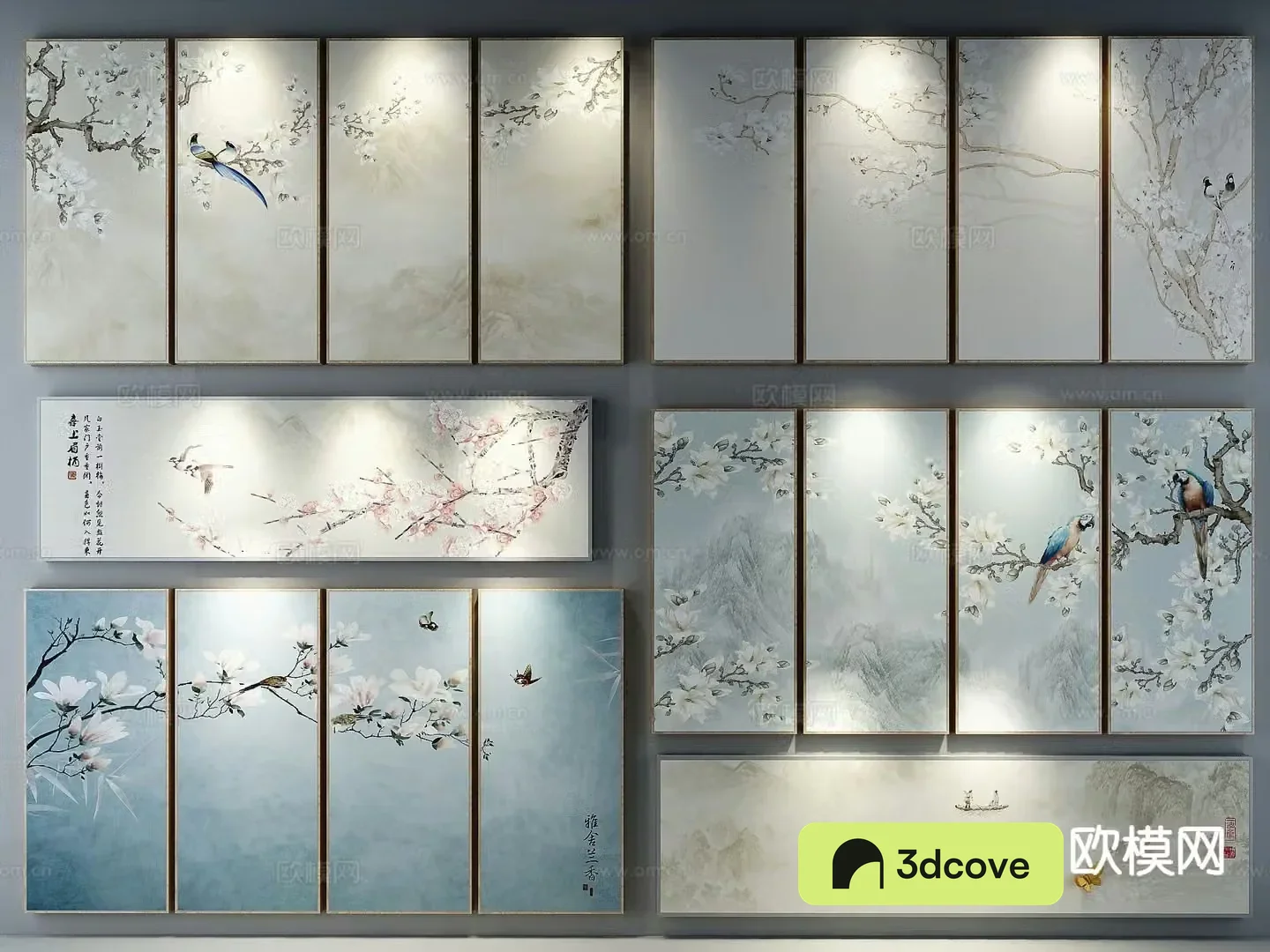 New Chinese style flower painting decorative wall chart