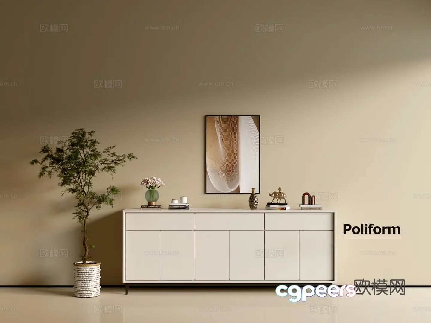 Modern cream wind chest of cabinet ins wind minimalist wind cabinet whole cabinet sideboard balcony cabinet 3d model