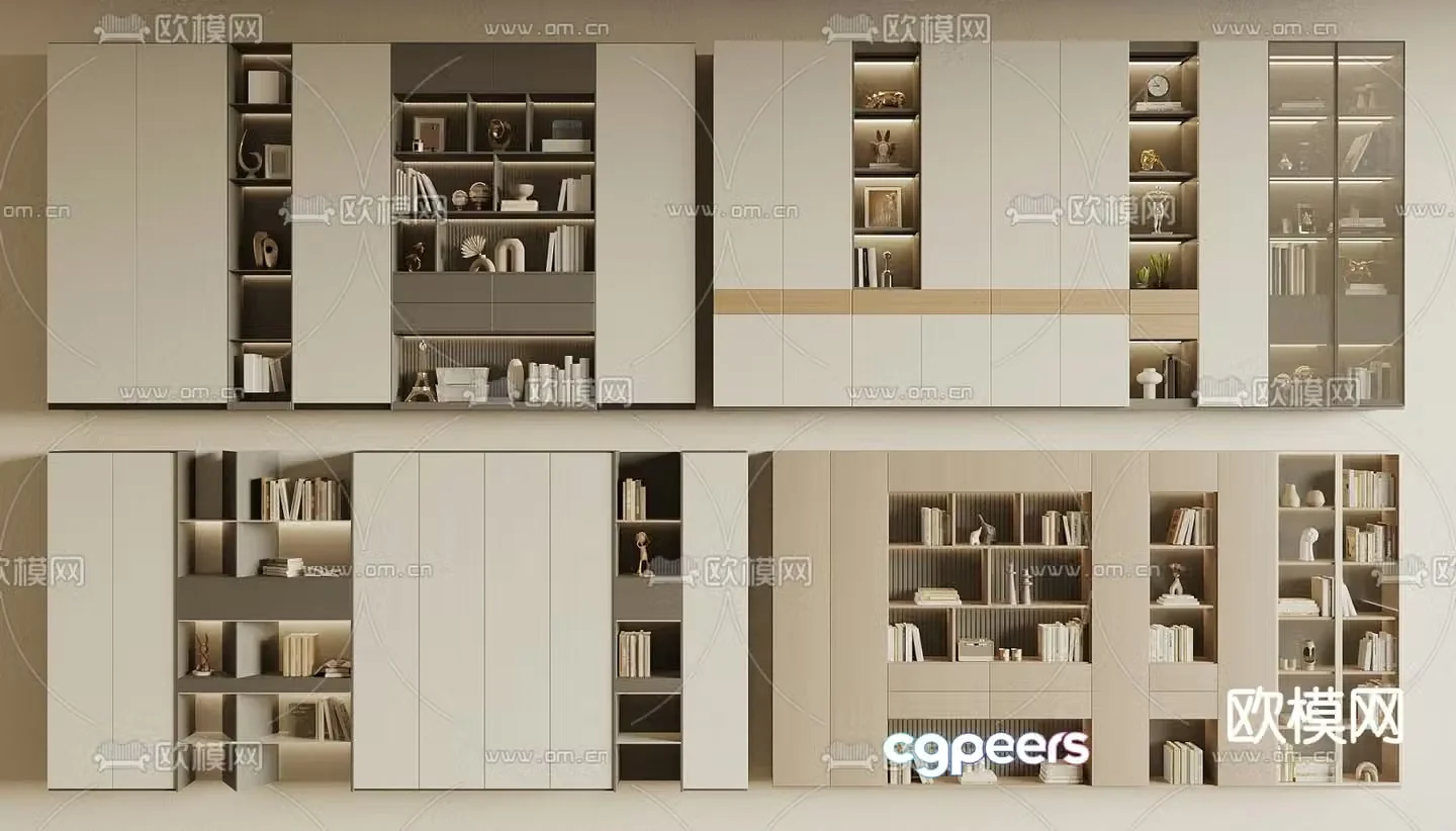 Modern bookcase bookshelf 3d model