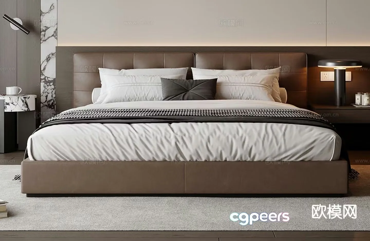 Modern double bed 3d model