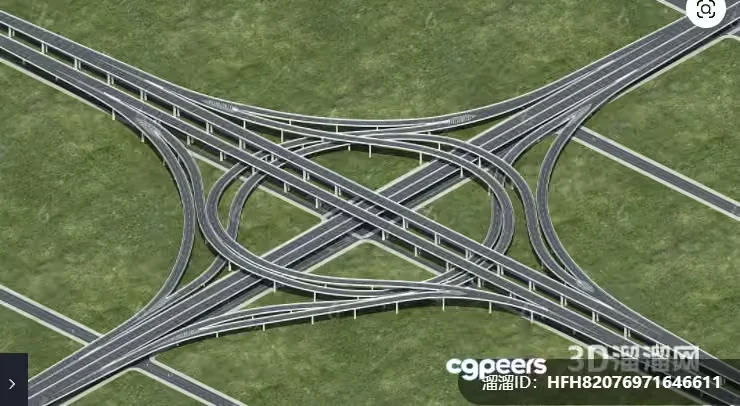 A Highway Interchange 3D Model – 8746 – VRAY Render
