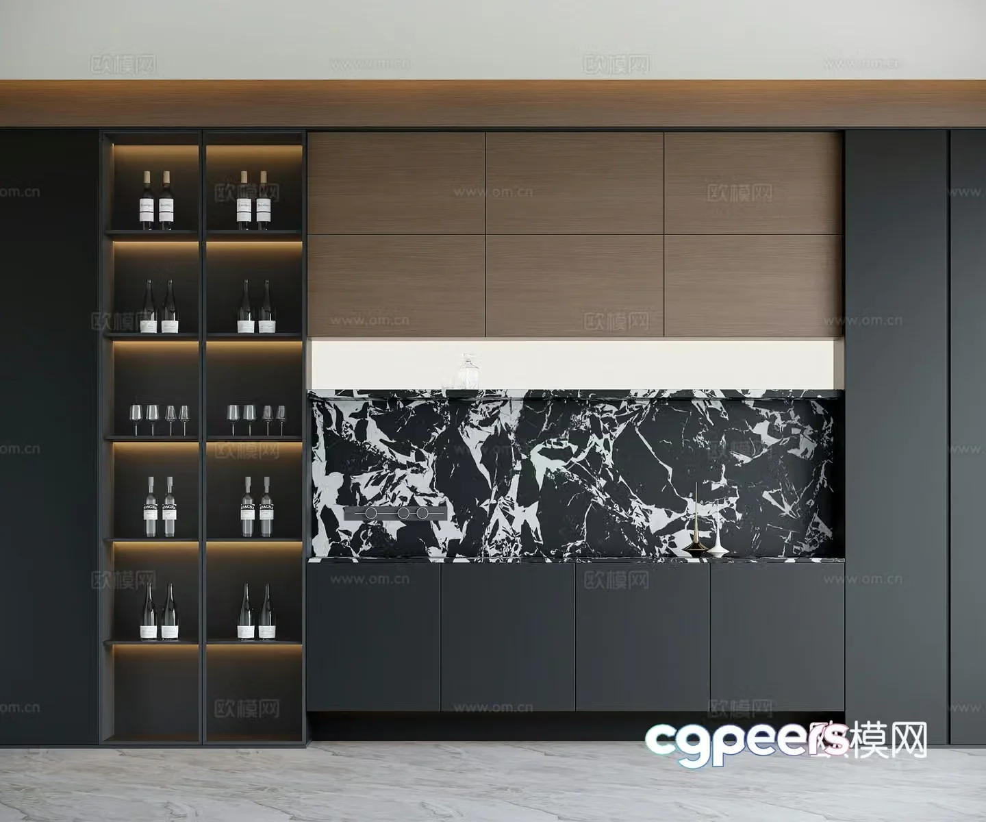 Modern wine cabinet sideboard 3d model