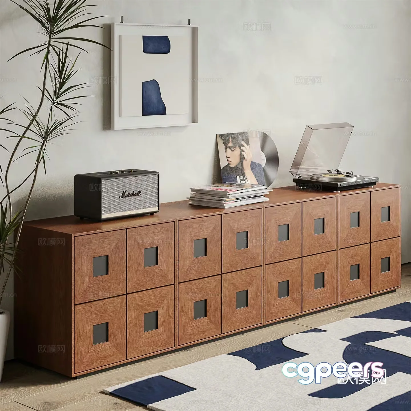 Middle-aged TV cabinet 3D model