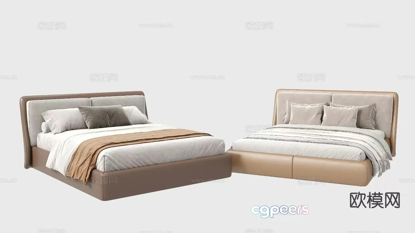 Modern double bed 3d model