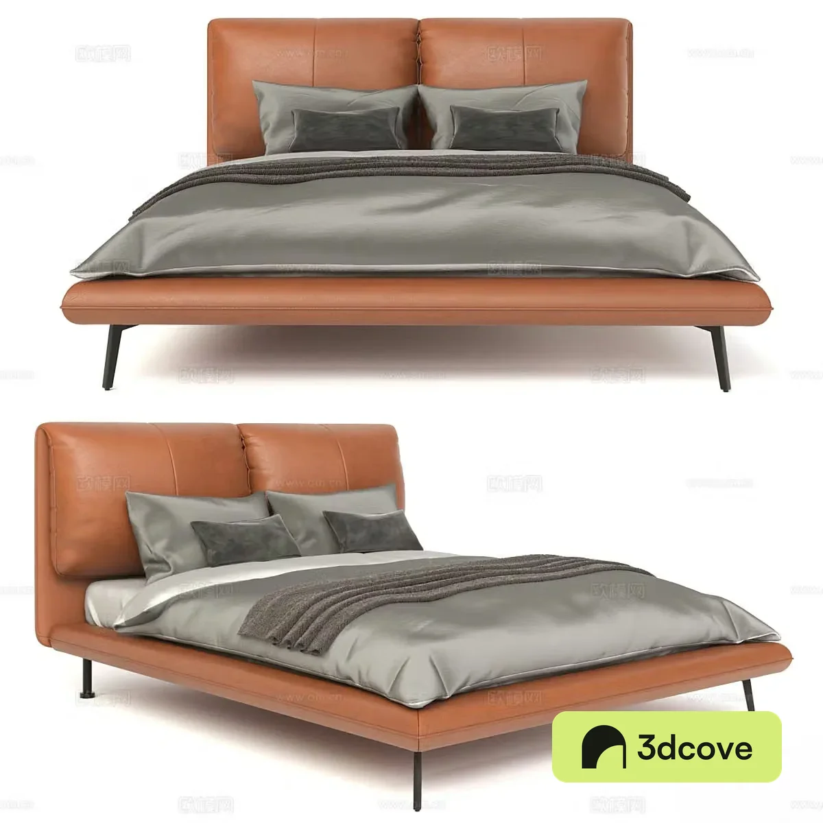 Modern Italian leather double bed