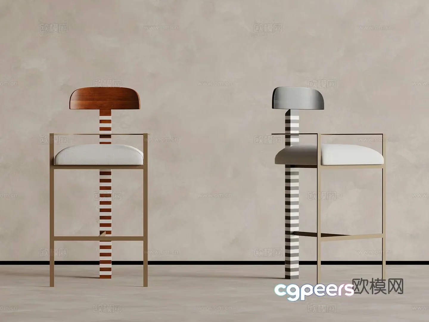 Bar chair retro style bar chair chair 3d model