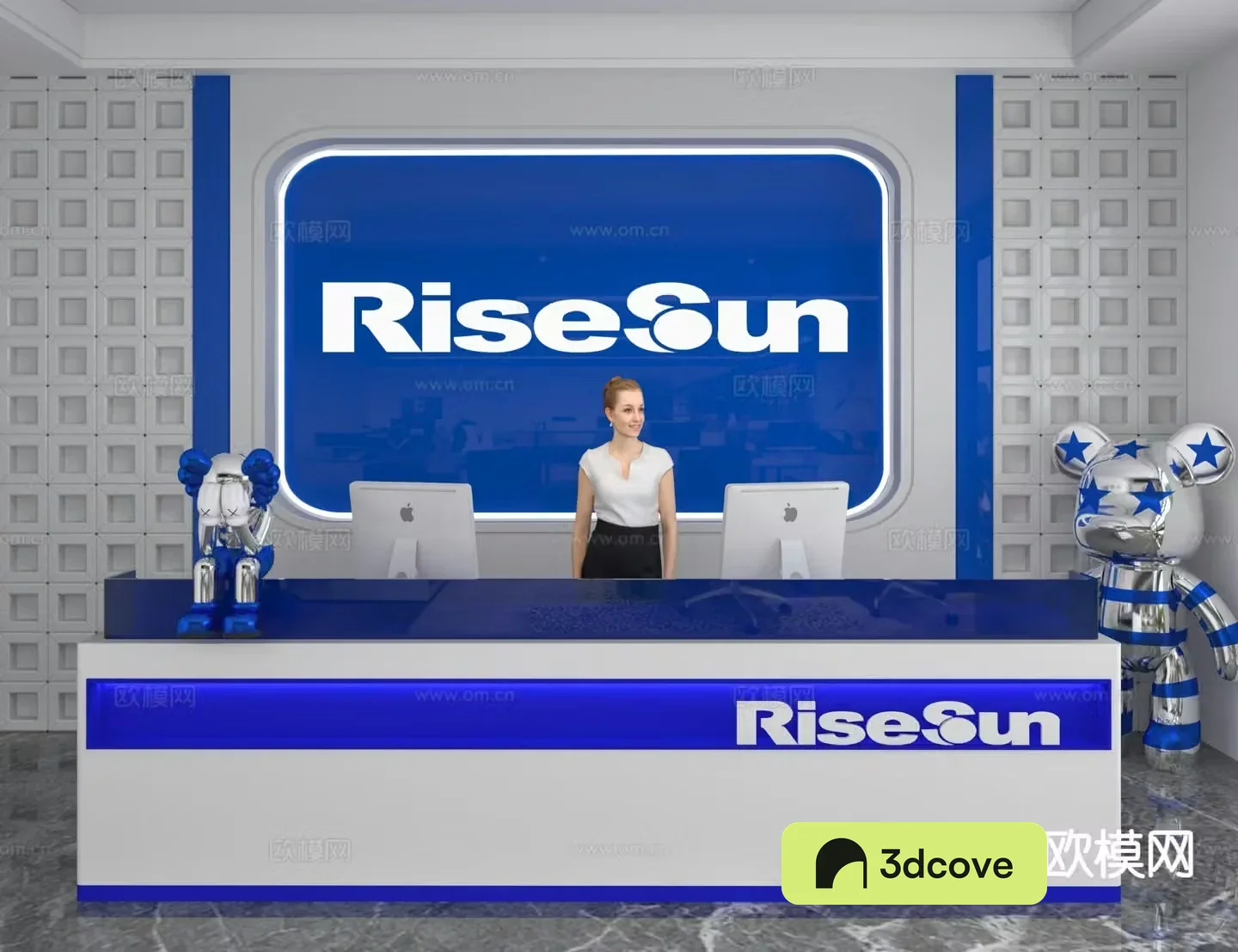Modern front desk reception desk information desk office background