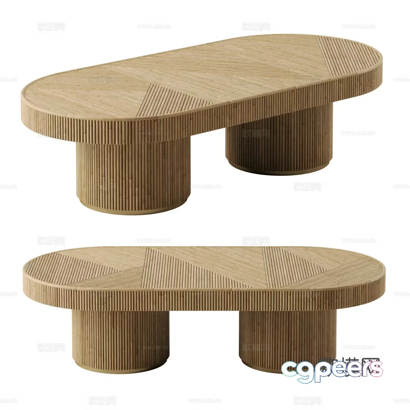 New Chinese style bamboo tea table 3D model