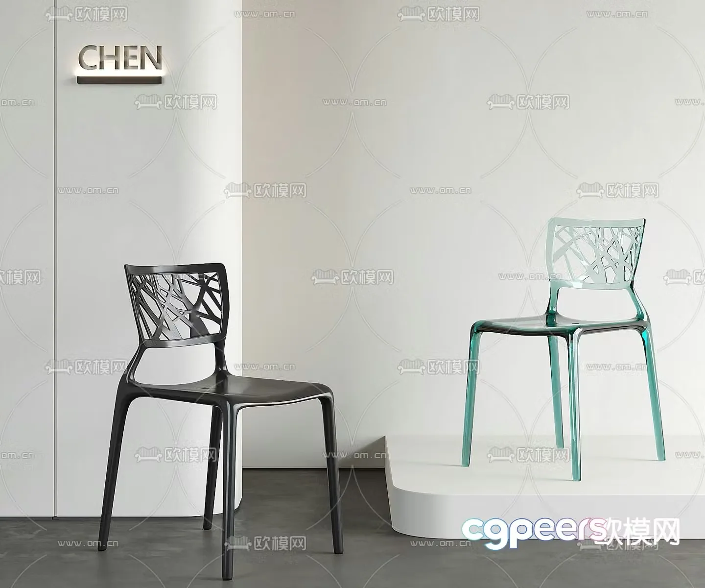 Acrylic chair transparent single chair dining chair 3d model
