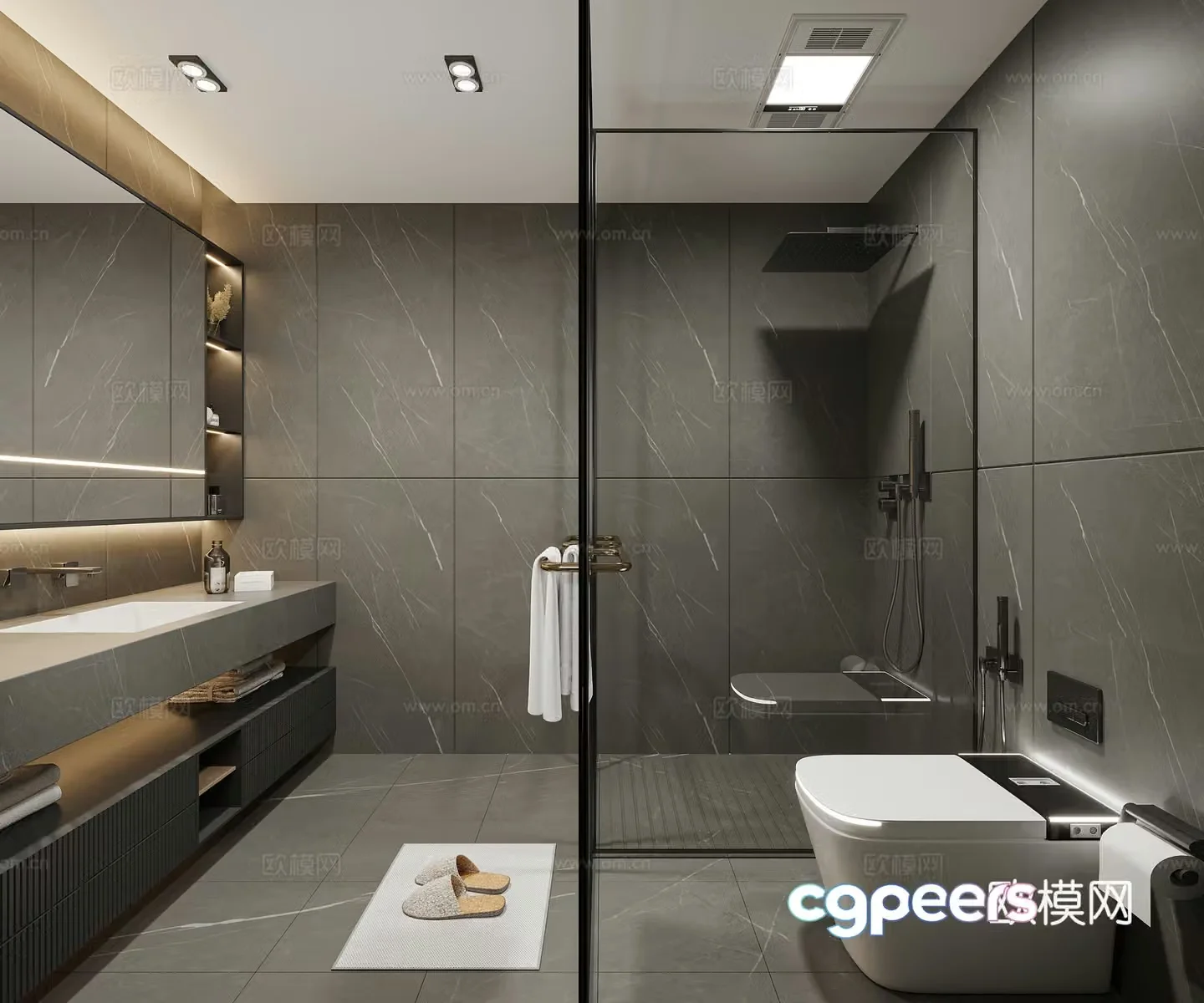 Premium gray bathroom bathroom 3d model