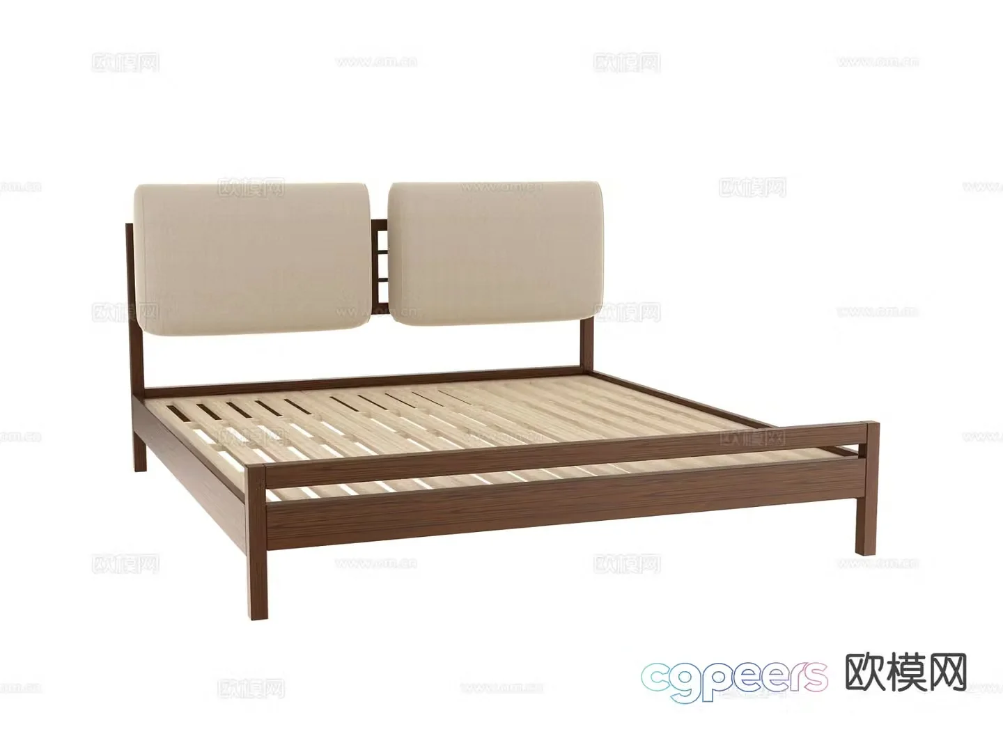 Modern double bed bed board 3d model