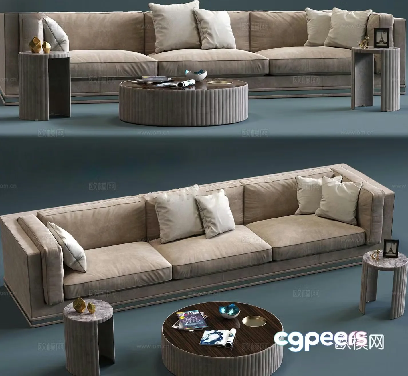 3D model of three seater sofa