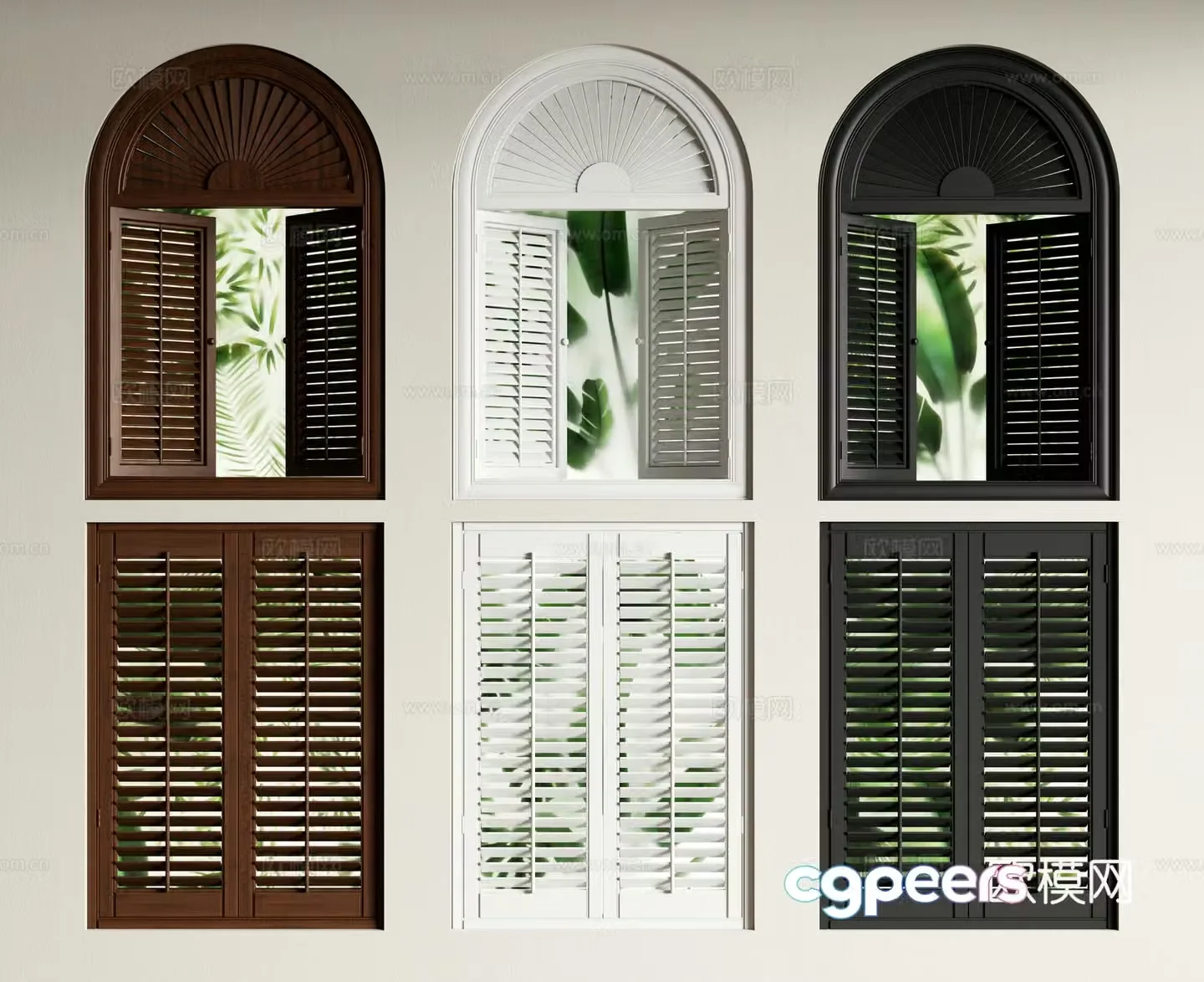 Medieval style shutters casement windows arched shutters 3d model